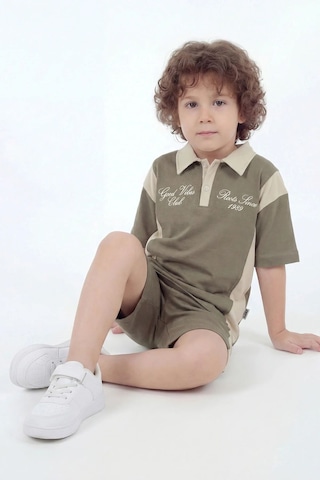 Mnk Baby & Kids Erkek Çocuk %100 Panuk Baskılı Kısa Kollu Şortlu 2li Takım M00846 Yeşil