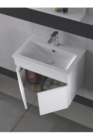 Biani Tome 60 Cm Banyo Dolabı Renk Mat Beyaz Çok Renkli