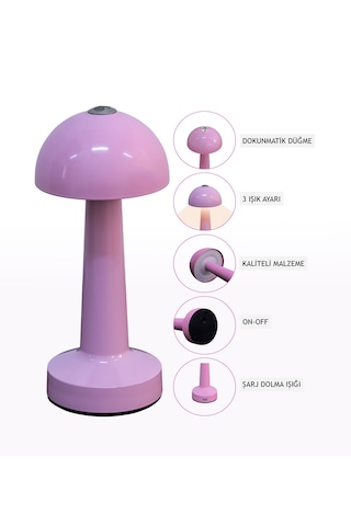 Zenlight Mantar Masa Lambası Pembe