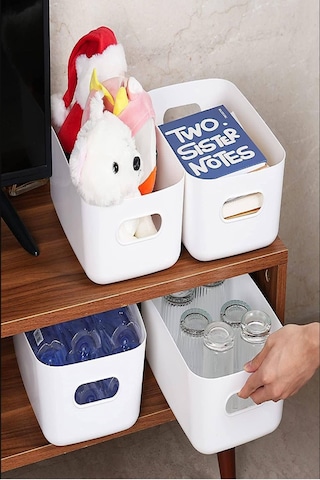 4'lü 3.5 Litre Beyaz Dolap Içi, Buzdolabı Düzenleyici, Banyo Organizer Sepet Beyaz