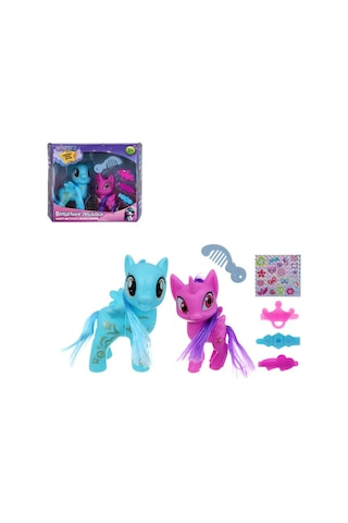 2'li Pony Oyuncak Seti - Unicorn & Pegasus Figürleri, Tarak, Toka Ve Çıkartma Aksesuarlı