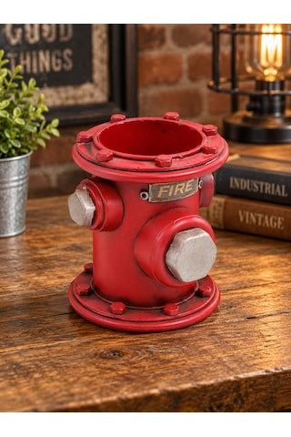 Mnk Home Dekoratif Metal Yangın Vanası Kalemlik Vintage Itfaiye Hidrantı Tasarımlı Masaüstü Organizer Ve Ofis Aksesuarı 12 Cm Kırmızı