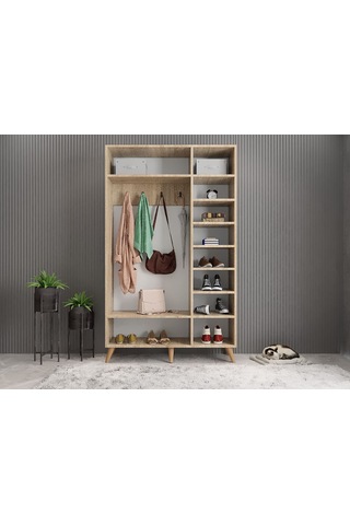 Robe Membran 3 Kapaklı Portmanto Montaj Dahil Meşe Beyaz 120 Cm