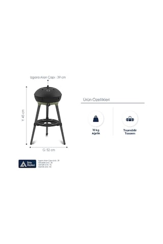 Cadac Carri Chef 40 Gazlı Barbekü - Chef Pan, Çantalı, Taşınabilir Piknik Mangalı, 40 Cm Izgara Alanı Siyah