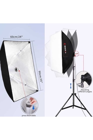 Deyatech Softbox 60 x 90 CM 120W 3000-5500K Led Video Ve Fotoğraf Çekim Işığı