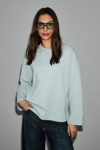 ETHIQUET NEAT Kadın Organik Pamuklu Bisiklet Yaka Oversize Fit Uzun Kollu Gri T-Shirt