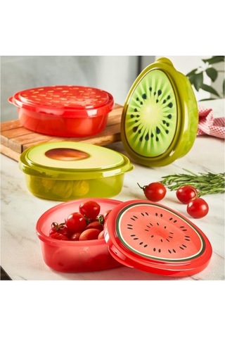 Golden Rod 4'lü Kilit Kapaklı Meyve Saklama Kabı Seti Siyah