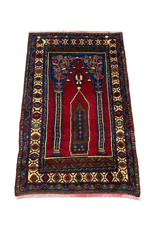 El Dokuma Sıfır Çamardı Seccade 80x125 Kırmızı Kök Boya Namazlık