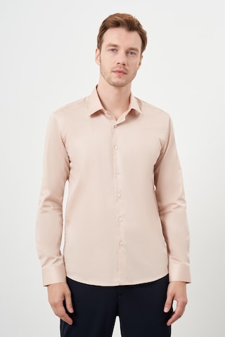 Morven Erkek Bej Pamuk Düz Desen Sert Yaka Slim Fit Gömlek 24mc004111653 Bej