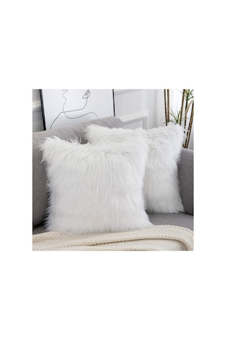 Enc Home Peluş Kırlent Kılıfı Beyaz