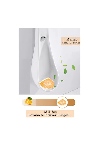 12'li Set Mango Kokulu Pisuvar Süzgeci Lavabo Yer Gideri Koku Giderici Hijyenik Tuvalet Matı