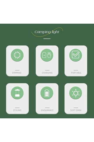 Tongxida Yeşil Led Kamp Işığı, Solar/c Type-c Şarjlı, Ayarlanabilir Parlaklık, Dayanıklı Mekan Işığı Yeşil Yeşil