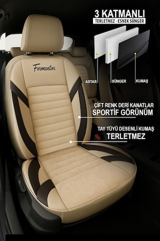 Formentor Tay Tüyü Oto Koltuk Kılıfı Tofaş Kartal-şahin-doğan-serçe-tempra Uyumlu Bej