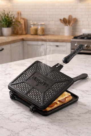 Tostmatik Döküm Ocak Üstü El Tost Makinesi 26x20 Cm Maxi Boy Yapışmaz Granit Tost Tavası