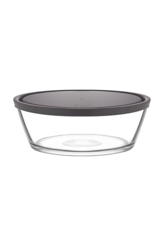 Lav Vega Cam Saklama Kabı Tekli Büyük Boy 1130 ml Yuvarlak Gri Plastik Kapaklı