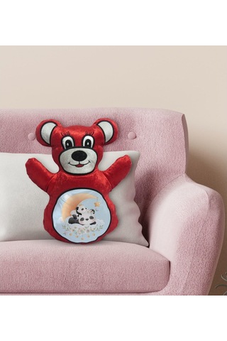 Bk Gift Sevimli Pandalar Tasarımlı Kırmızı Ayıcık Yastık-5