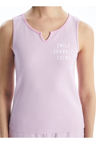 Lcw Dream Lila Kaçık Yaka Baskılı Kadın Pijama Takımı