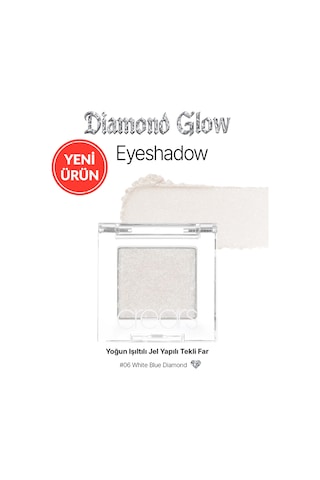 Cre'ars Yoğun Işıltılı Jel Yapılı Tekli Far Diamond Glow Eyeshadow 06 White Blue Diamond