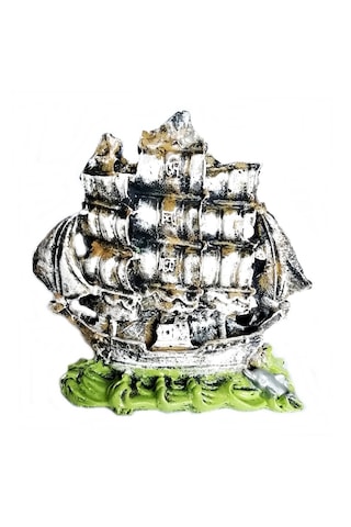 Balıkpet Yunus Balıklı Yelkenli Gemi Akvaryum Dekoru Yeşil 12 CM