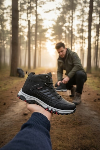 Enoch Erkek Siyah Gri Su Geçirmez Outdoor Trekking Ve Doğa Yürüyüş Botu Siyah