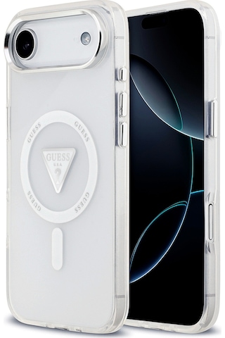 Apple Uyumlu iPhone 17 Air Kılıf Guess Lisanslı M-safeli Iml Baskılı Üçgen Logolu Metal Kamera Çerçeveli Şeffaf Şeffaf