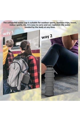 2025 Katlanabilir Su Bardağı 500ml , 1 Adet Gıda Sınıfı Silikon Su Bardağı, Taşınabilir Spor Su Bardağı, Sızdırmaz Tekrar Kullanılabilir Su Bardağı Siyah Çok Renkli