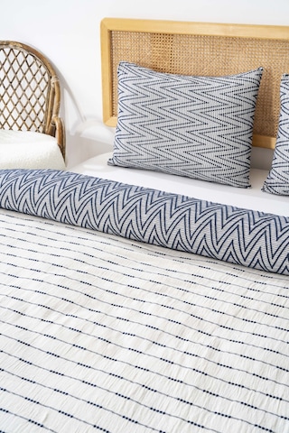 Milena Lacivert Çift Kişilik %100 Pamuklu Yatak Örtüsü Takımı 3 Parça Uyku & Çeyiz Seti