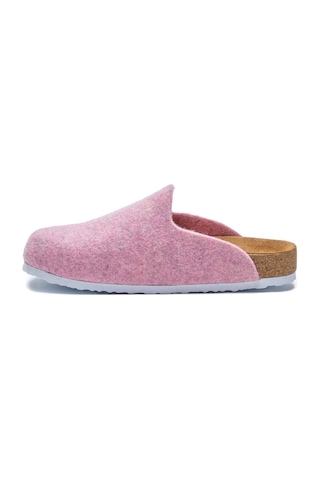Comfortfusse Favor - Kadın Ortopedik Yün Keçe Sabo Ev Terliği Pembe Yün