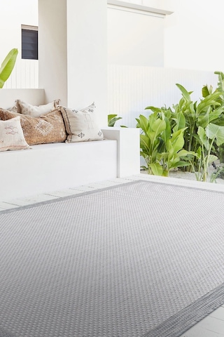 Koza Halı Fresco Antrasit Ekru İskandinav Jüt Yıkanabilir Halı Kilim Balkon Antrasit - Ekru