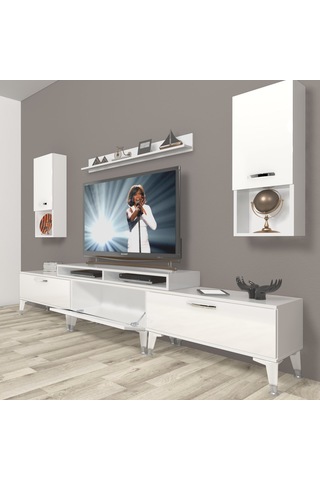 Decoraktiv Ekoflex 270da Slm Silver Tv Ünitesi Tv Sehpası Beyaz