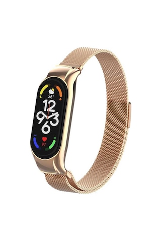Xiaomi Mi Band 7 Uyumlu Krd-01 Metal Zore Kordon-rose Gold