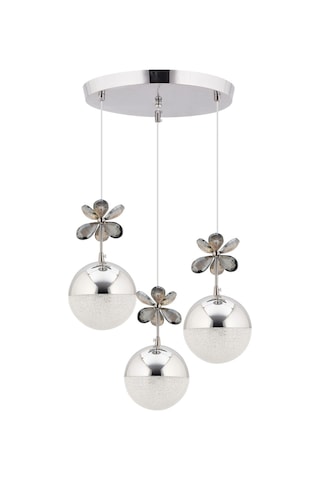 Kelebek 3'lü Krom Sarkıt 3 Renk Modu Ledli Kristal Taşlı Modern Led Avize Krom