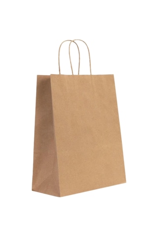 Burgu Saplı Kraft Kağıt Çanta 25 x 31 x 12 CM