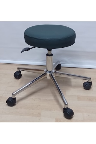 Hekim Taburesi Döner Tablalı Tabure Koyu Yeşil Suni Deri