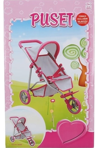 3 Tekerlekli Pembe Gri Metal Puset