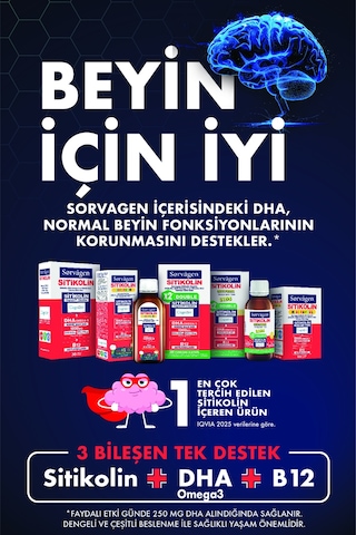 Sorvagen Smart Sitikolin DHA Omega 3 ve B12 Takviye Edici Gıda 30 Kapsül