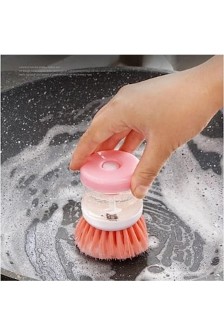 3 Lü Sabunluklu Avuç İçi Bulaşık Fırçası Doldurulabilir Sabun Hazneli, Ergonomik Silikon Saplı, Yapışmaz Yüzey Dostu, Tencere Ve Tabak Temizliği İçin Dayanıklı Naylon Filament, Asorti Renkli, 9x7 Cm