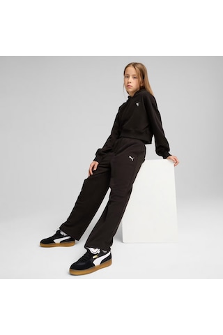 Puma Wardrobe Ess Genç Kısa Kesim Kapüşonlu Sweatshırt 629894 01 Siyah