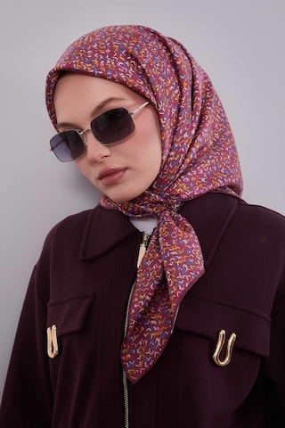 Levidor Mini Yazı Detayi Twill İpek Eşarp-0926 Pembe