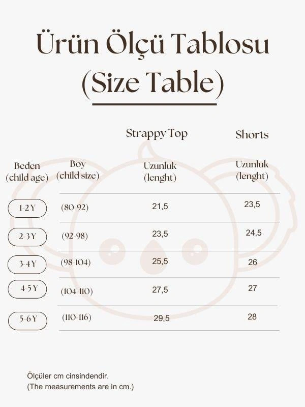 Bej Çizgili Volanlı Kız Askılı Ve Şort Takım KREM