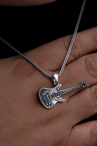 Erkek Gümüş Kolye - Gitar Erkek Gümüş Kolye Zincir