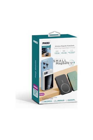 Phixi Force PW10 10000 mAh 2 Çıkışlı Wireless Magsafe Powerbank Siyah