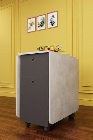 Lüks Katlanır Mutfak Yemek Masası %100 MDF Pratik Çekmeceli Çalışma Masası KM04