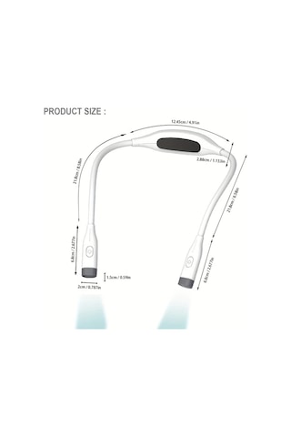 Boatshop1 1 Adet Siyah Led Boyun Okuma Lambası Usb Şarj Edilebilir 3 Renk Ayarlanabilir Parlaklık Bükülebilir Kol Rahat Ve Hafif Siyah