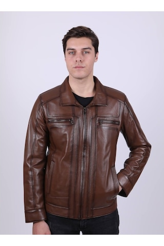 New Zaya Leather Erkek Açık Kahverengi Hakiki Deri Ceket (466897737) Açık Kahverengi