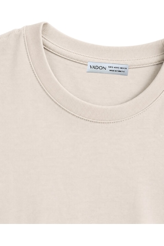 Vadon 1009 Kadın Pamuklu Regular Fit Bisiklet Yaka Yumuşak Dokulu Kısa Kollu Basic T-shirt Taş
