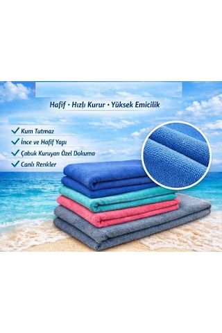 Bilmar Plaj Havlusu 70 X 140 Cm Kum Tutmaz - Hafif Ve Yüksek Emici X 2 Adet Çok Renkli
