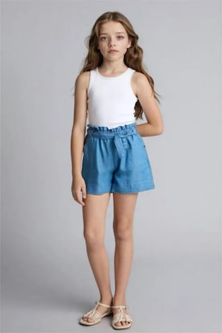 Defacto Beli Bağcıklı Mavi Denim Şort Kız Çocuk G6380a826smnm28 Mavi-nm28