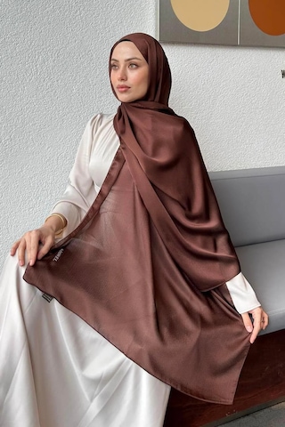 Flora Tekstil Janjan Trend Parlak Saten Dokulu Abiye Şifon Işıl Şal Jan-şal-2510 Kahverengi