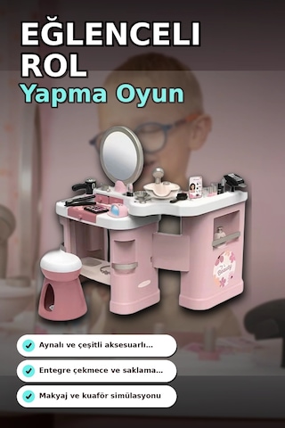 Katlanabilir 3 Parcali Guzellik Salonu Oyun Seti - Cocuklar Icin Makyaj Kuafor Manikur Bx-313422
